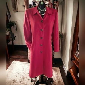 Vintage LA REDOUTE Long Candy Apple Red Lined Dress Coat